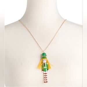 Betsey Johnson Nutcracker Pendant Necklace in Green and Gold